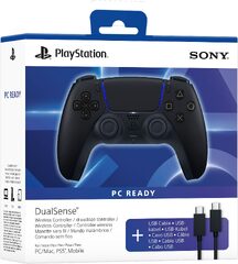 Sony DualSense - Midnight Black + USB-kaapeli -peliohjain